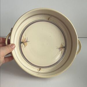 Vintage Patterson Pottery Ovenware 9" Baking Serving Dish Cream Floral Signed